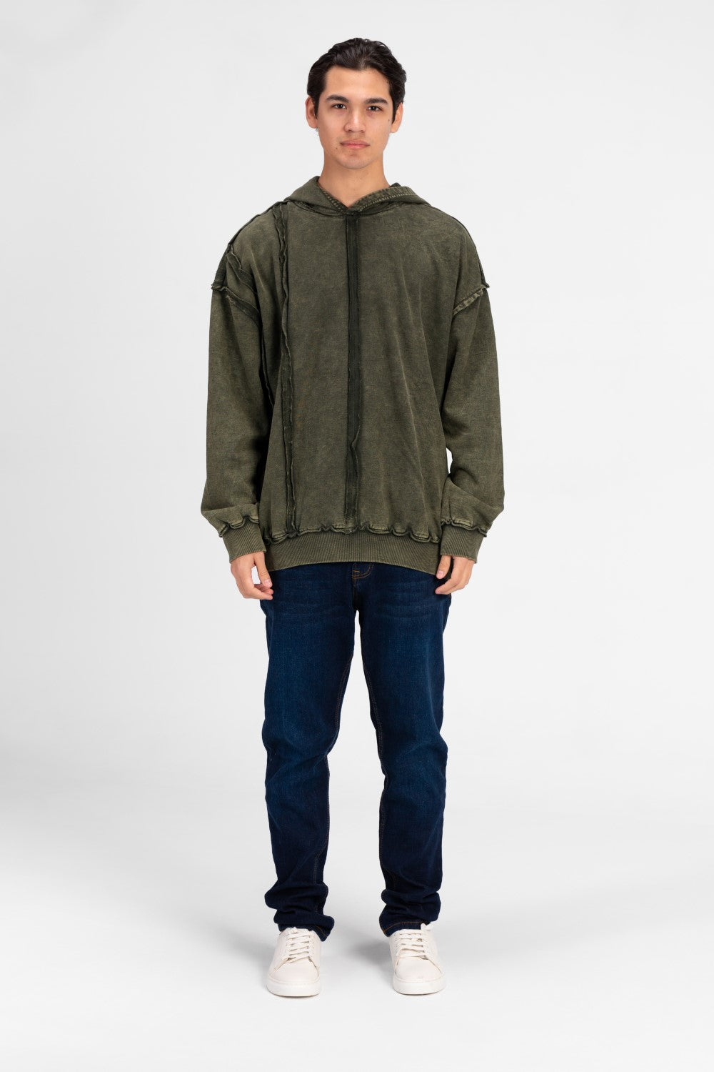 Men's Washed Oversized Hooded Sweatshirt Unique Cut