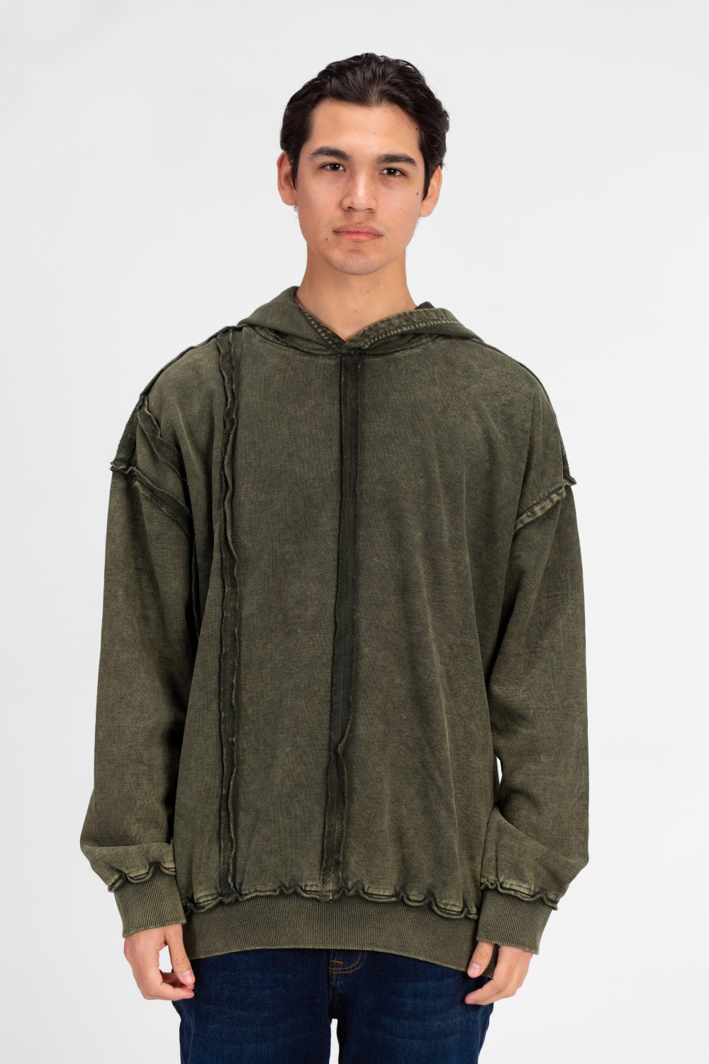 Men's Washed Oversized Hooded Sweatshirt Unique Cut