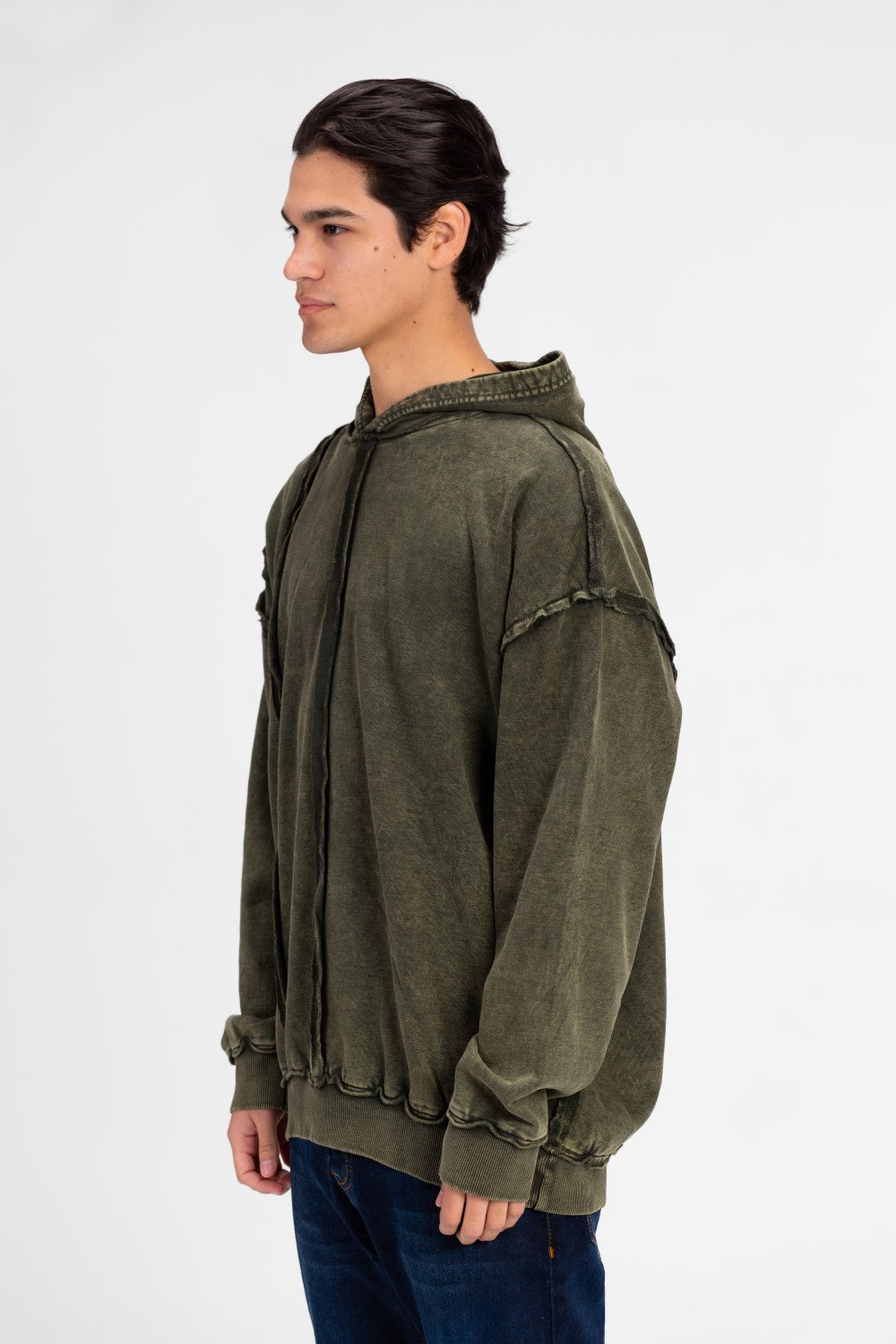 Men's Washed Oversized Hooded Sweatshirt Unique Cut