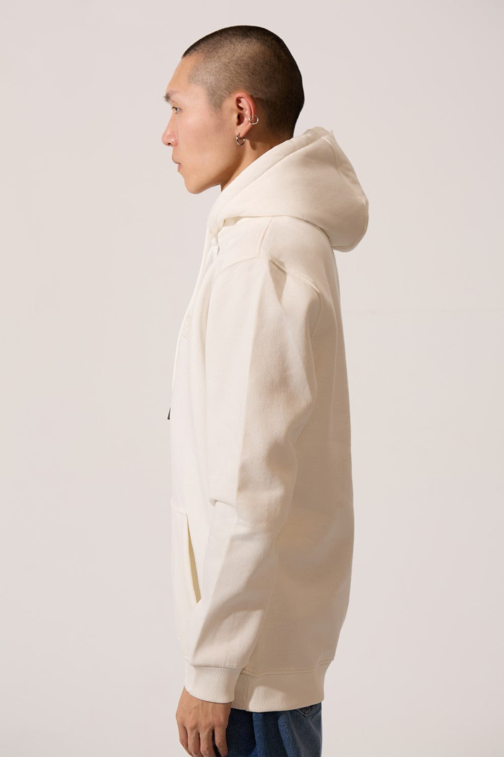 Men's Tomato Basic Slim Fit Long Sleeve Hood Sweatshirt White