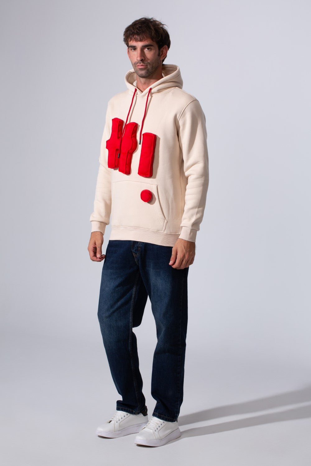 Men's Slim Fit Milton Embossed Print Hood Sweatshirt