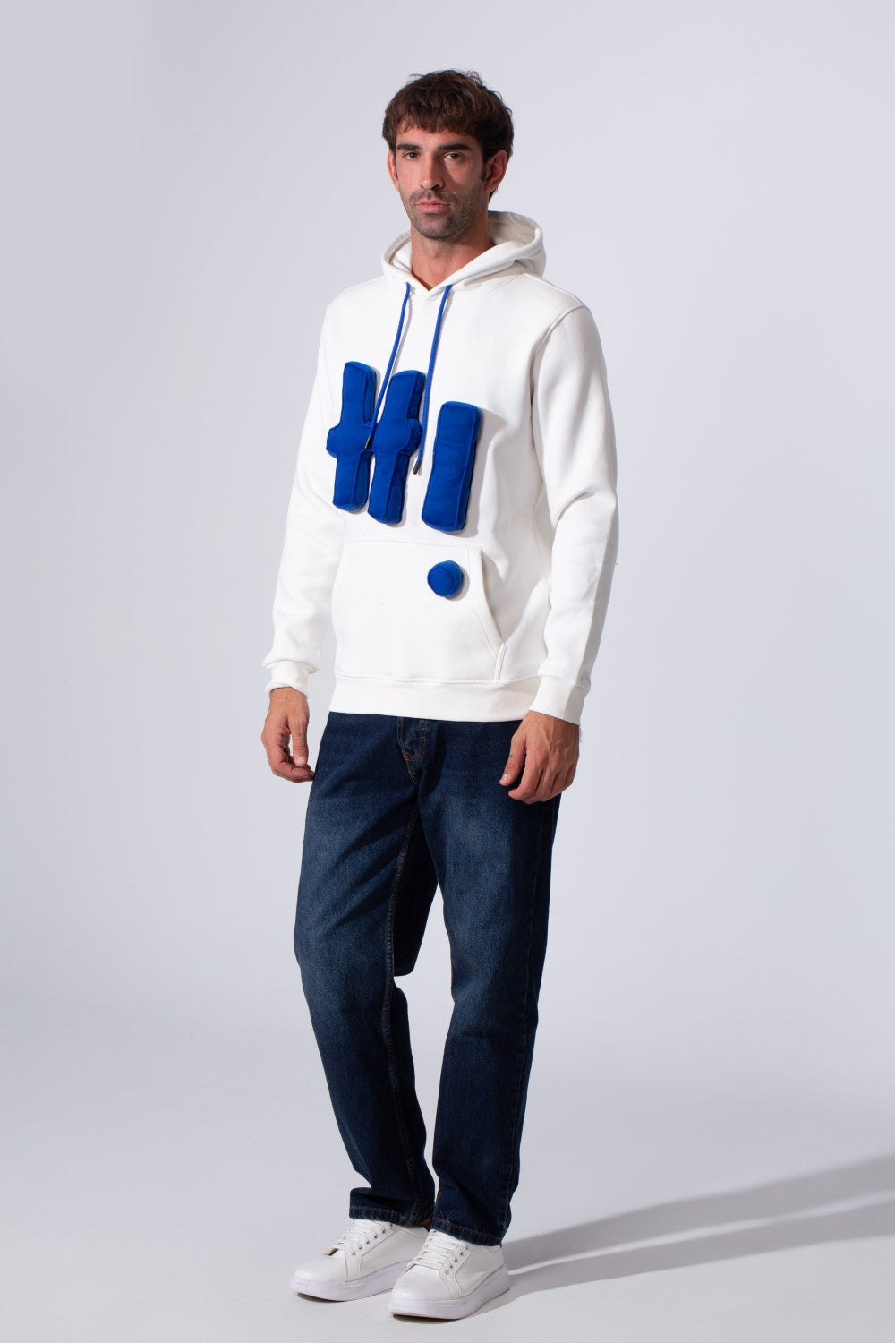 Men's Slim Fit Milton Embossed Print Hood Sweatshirt