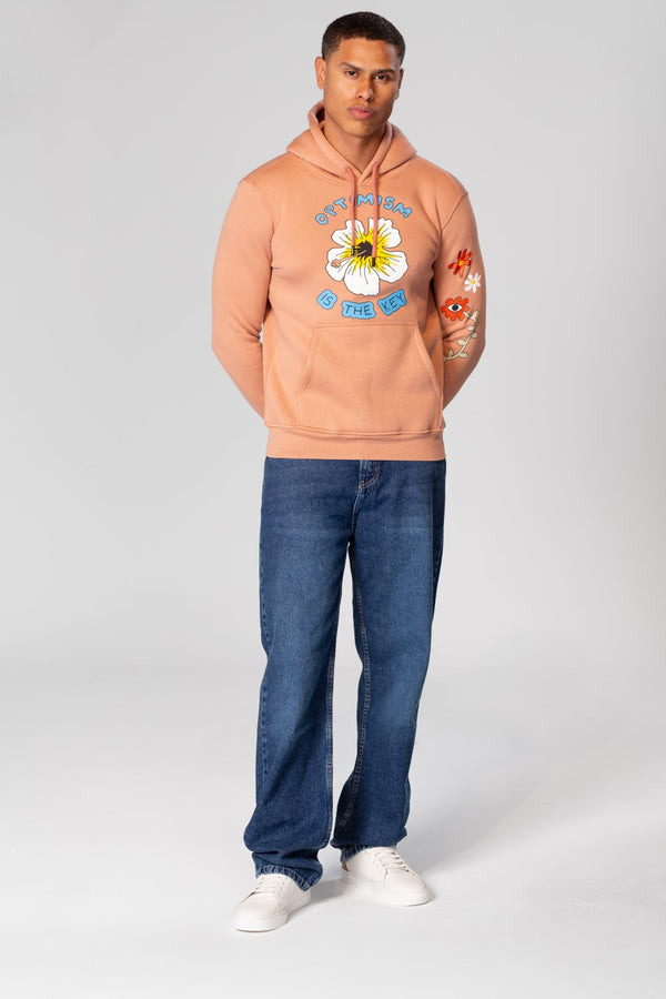 Men's Slim Fit Hoodie Sweatshirt With Print On The Front And Shoulder