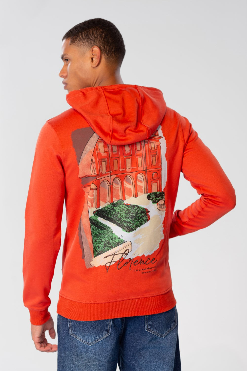 Men's Slim Fit Hoodie Sweatshirt With Graphic Print On The Back