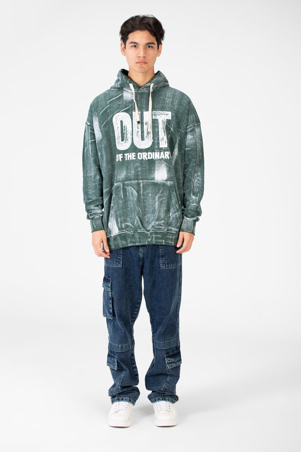 Men's Oversized Printed Hood Sweatshirt