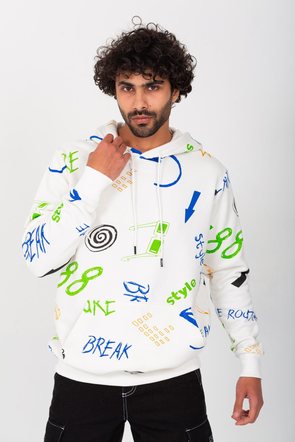 Men's Hoodie Padded With Unqiue Modern Pattern Hooded Sweatshirt