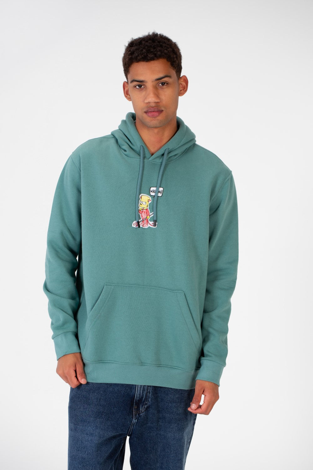 Men's Hood Sweatshirt With Front And Back Print Made Of Melton Material