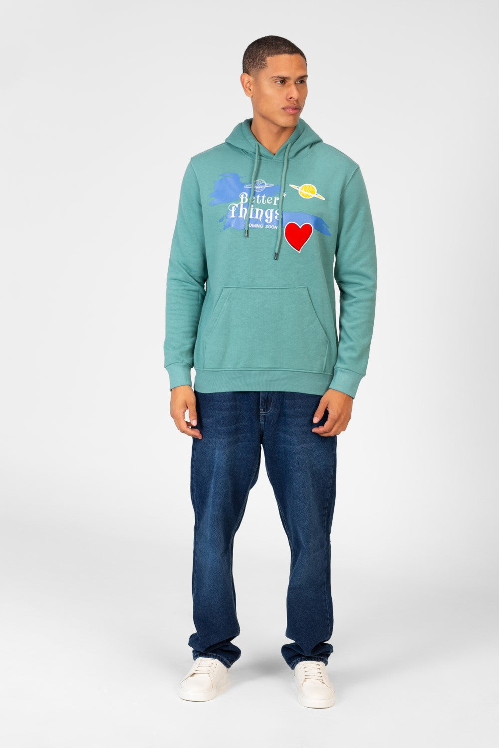 Men's Hoodie Sweatshirt With Front Print And Long Sleeves