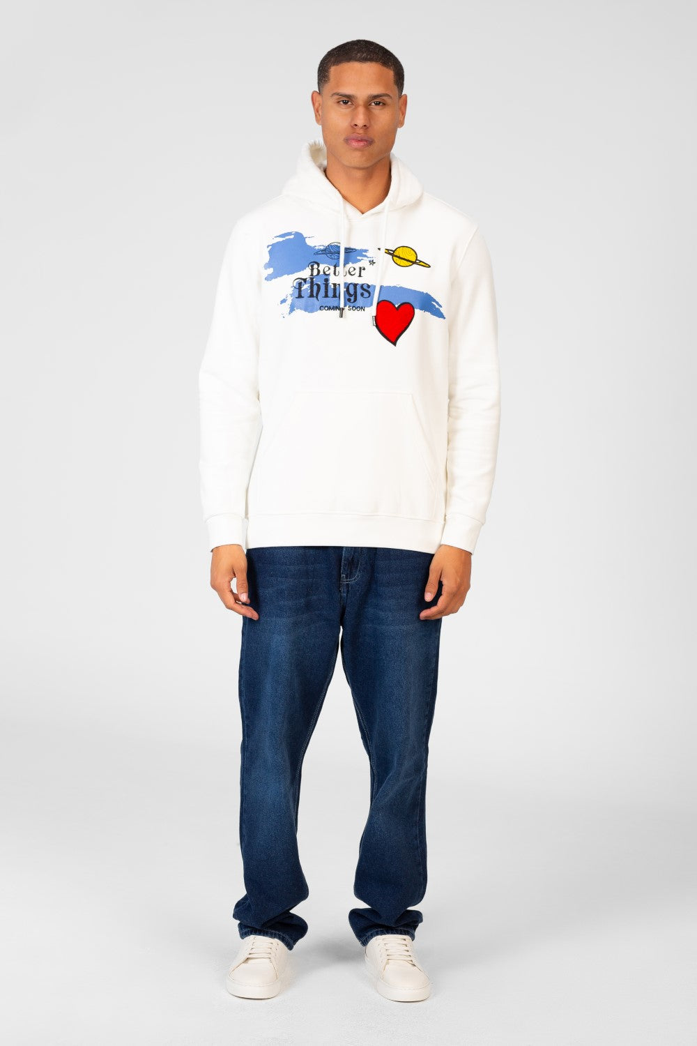 Men's Hoodie Sweatshirt With Front Print And Long Sleeves