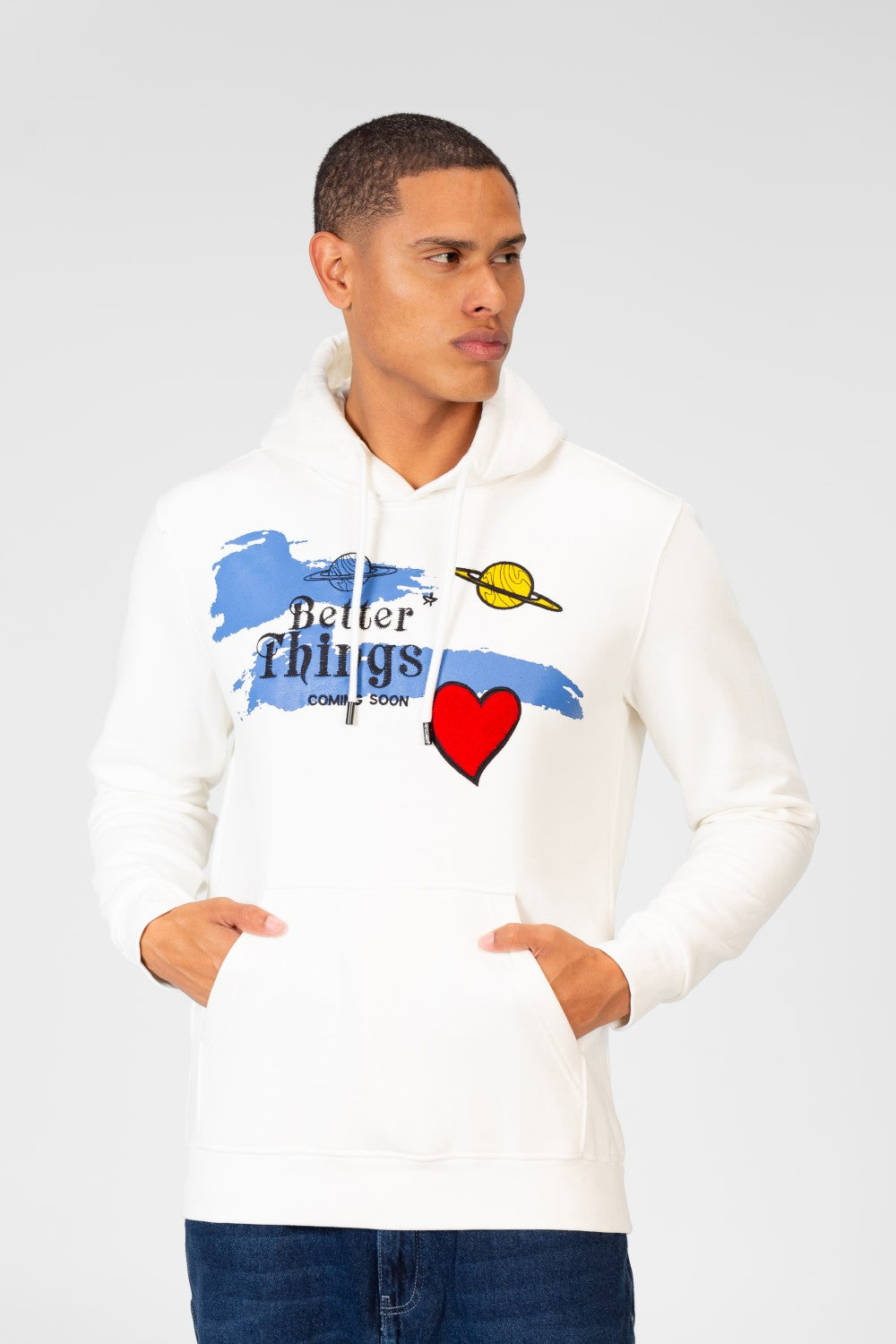 Men's Hoodie Sweatshirt With Front Print And Long Sleeves