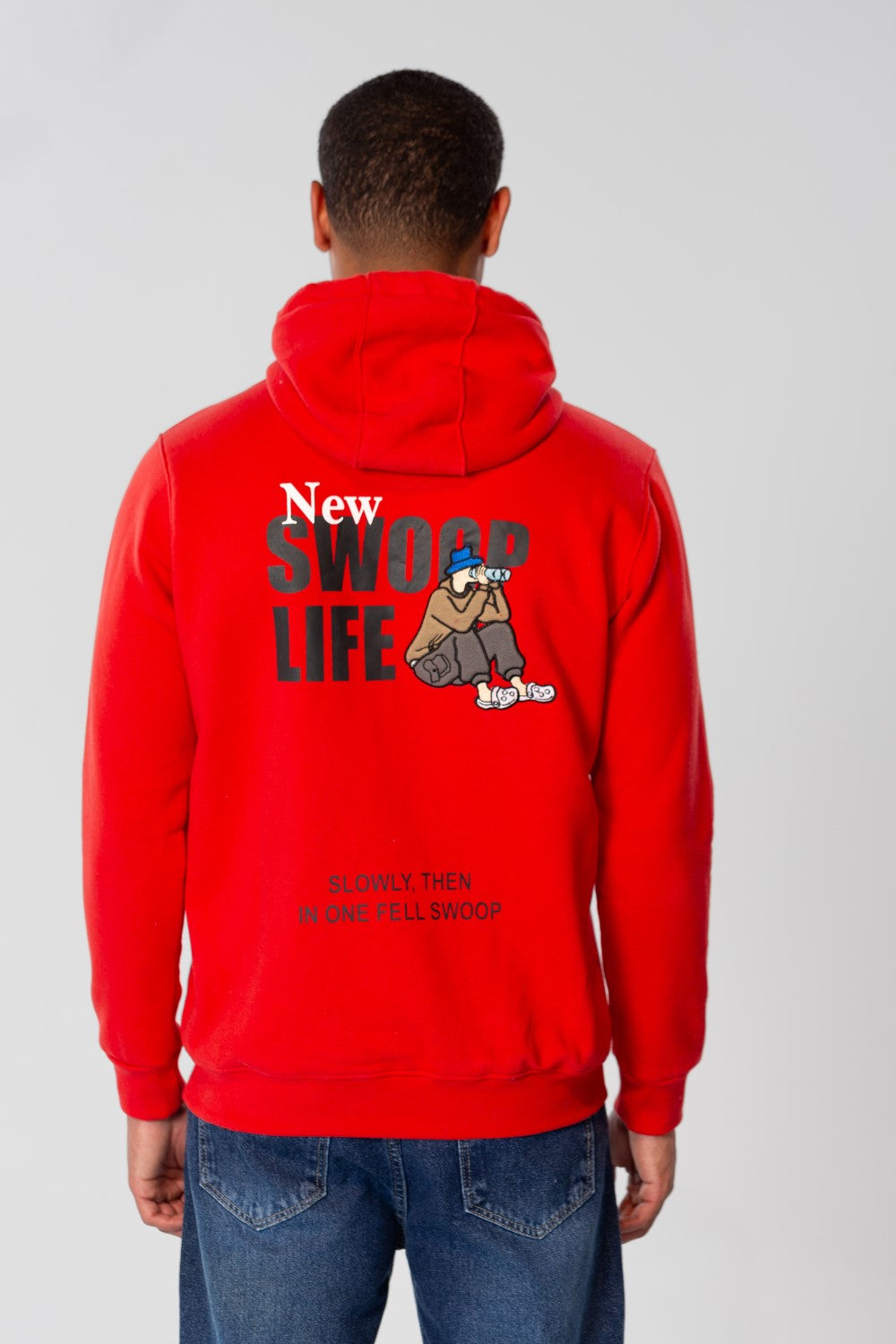 Men's Printed Hoodie Sweatshirt With Long Sleeves In Melton Material