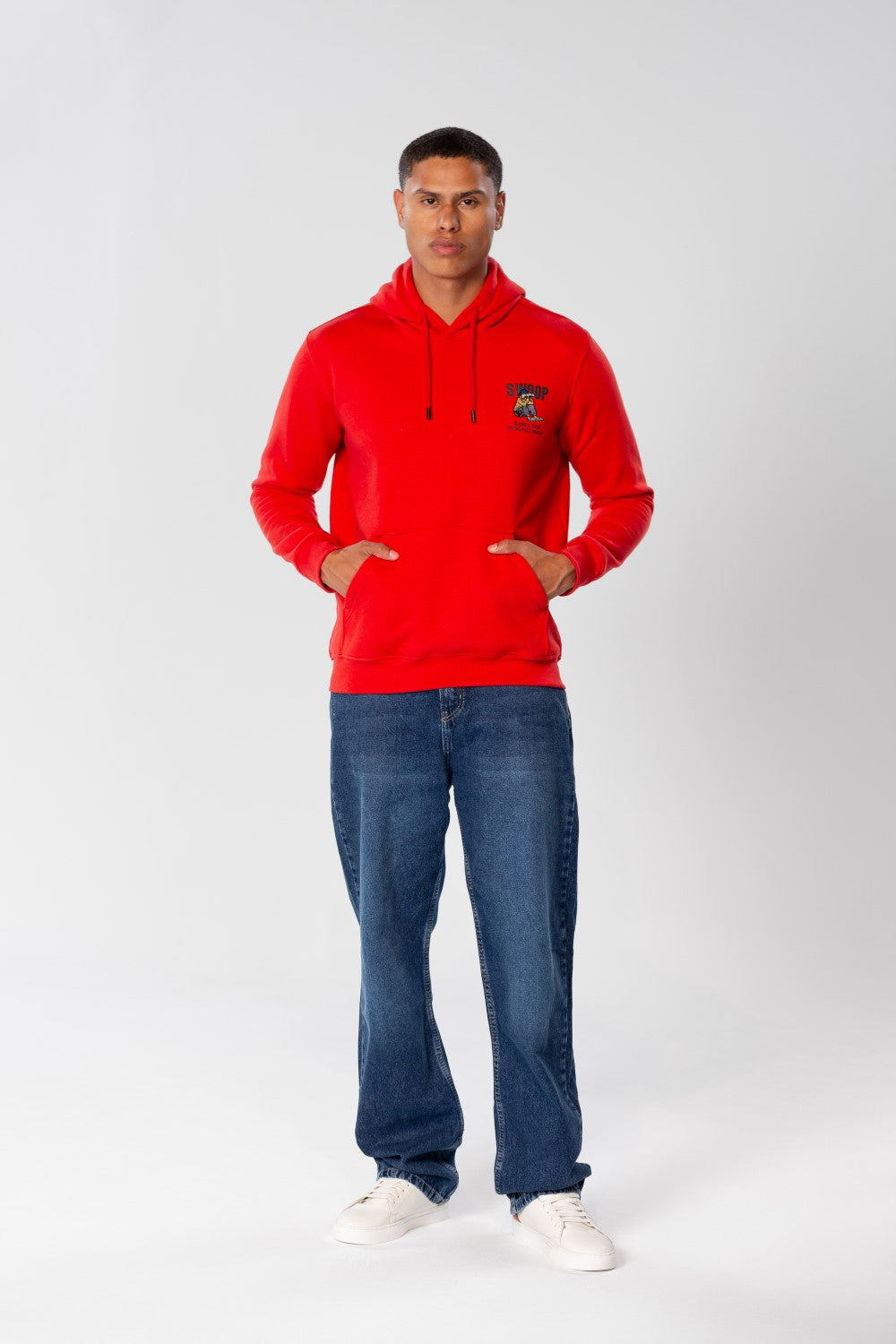 Men's Printed Hoodie Sweatshirt With Long Sleeves In Melton Material