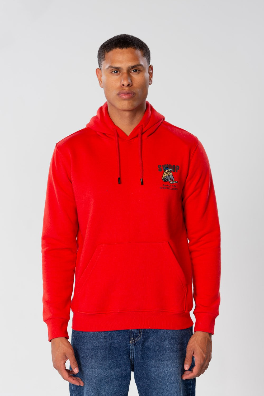 Men's Printed Hoodie Sweatshirt With Long Sleeves In Melton Material