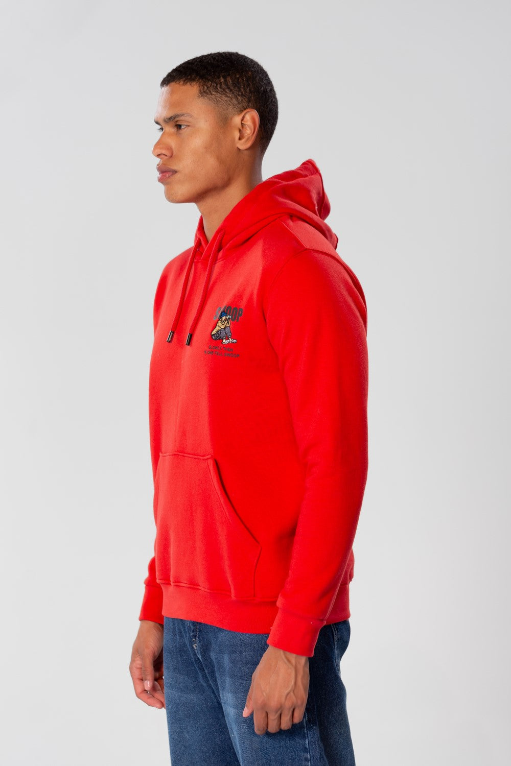Men's Printed Hoodie Sweatshirt With Long Sleeves In Melton Material