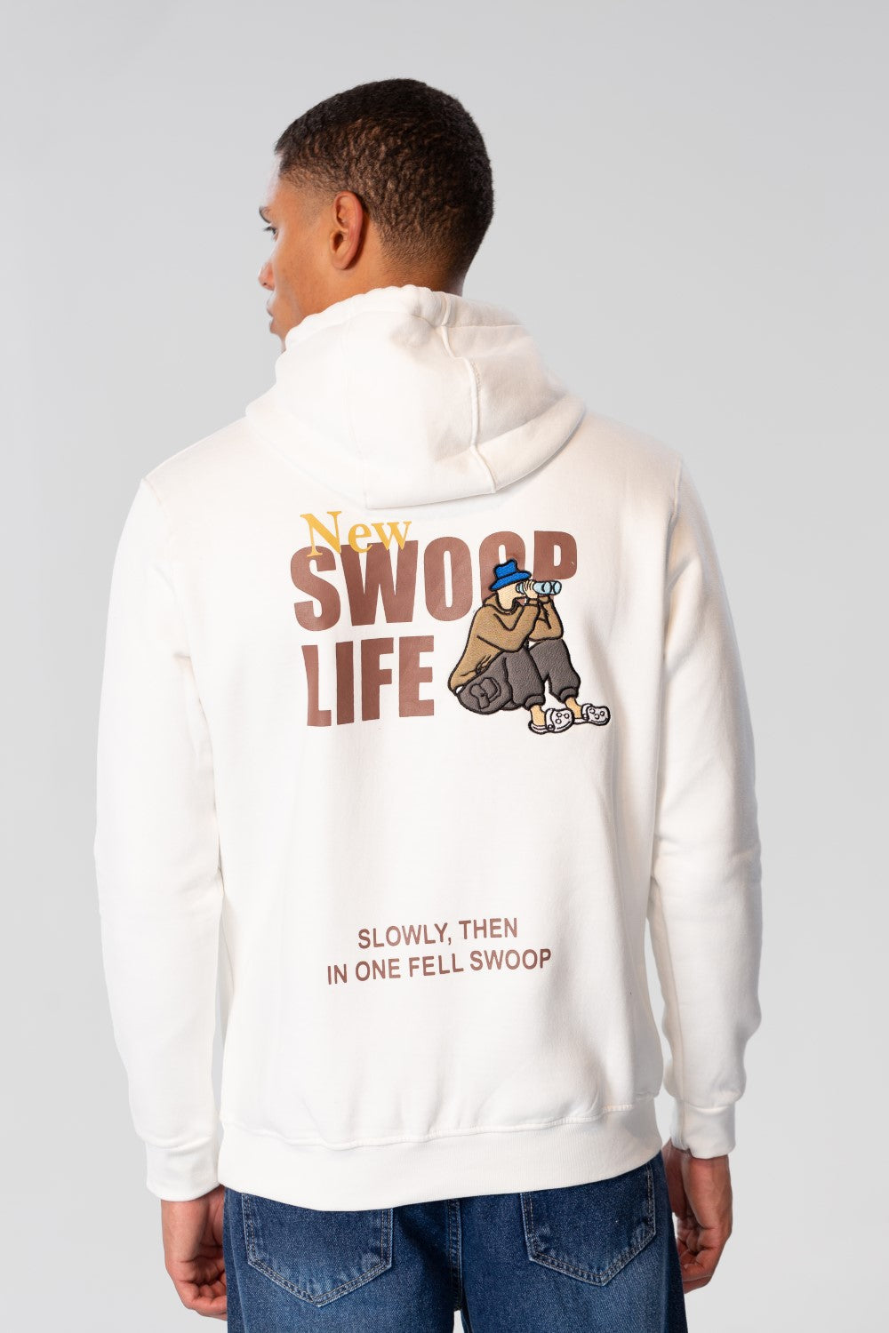 Men's Printed Hoodie Sweatshirt With Long Sleeves In Melton Material