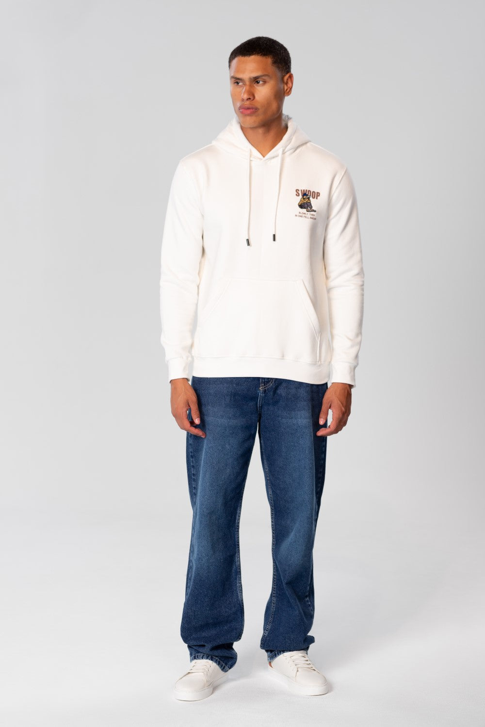 Men's Printed Hoodie Sweatshirt With Long Sleeves In Melton Material