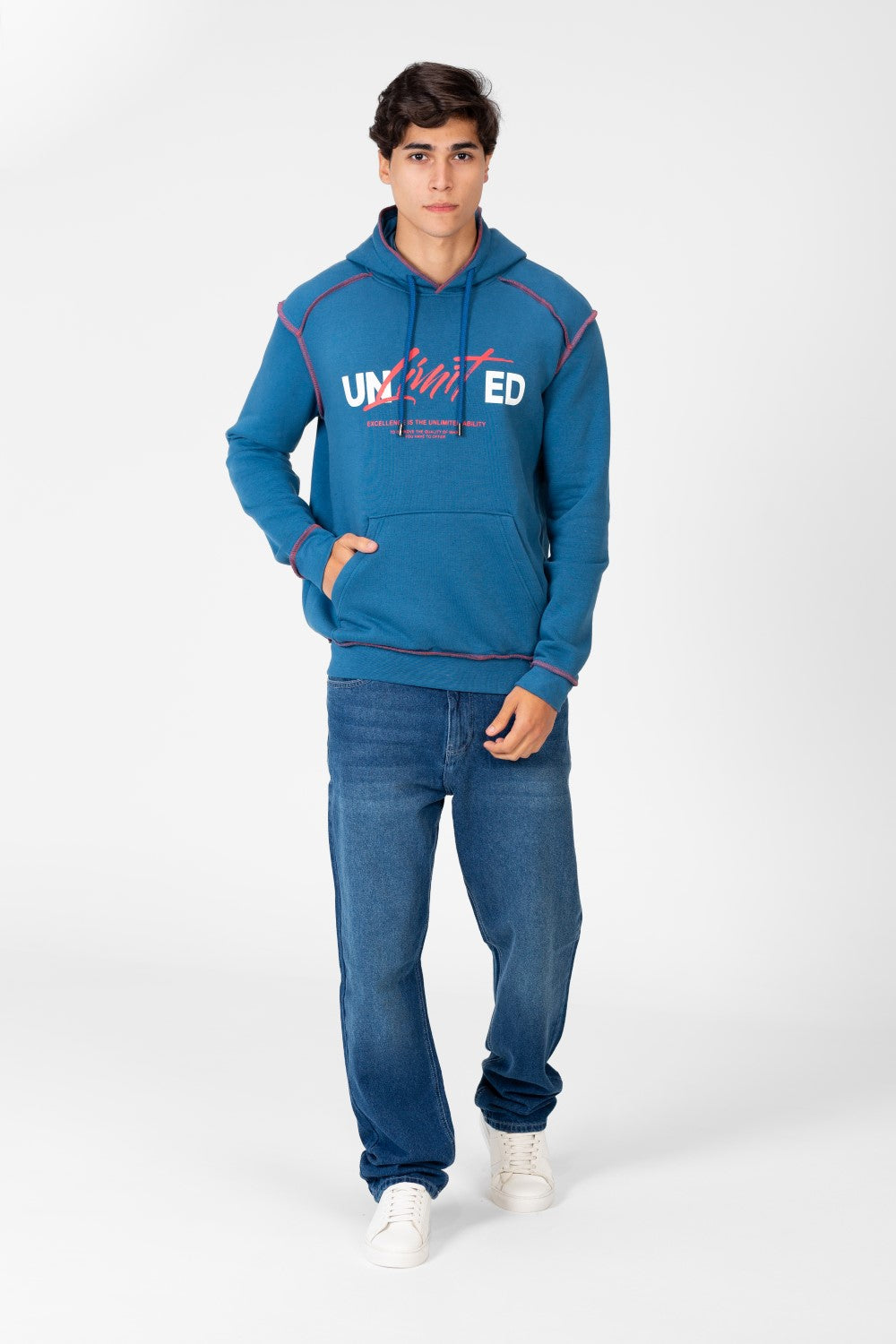 Men's Hoodie Sweatshirt With A Front Pocket And A Unique Cut