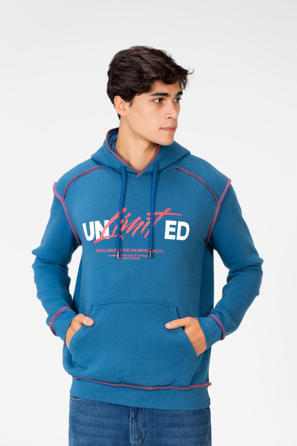 Men's Hoodie Sweatshirt With A Front Pocket And A Unique Cut