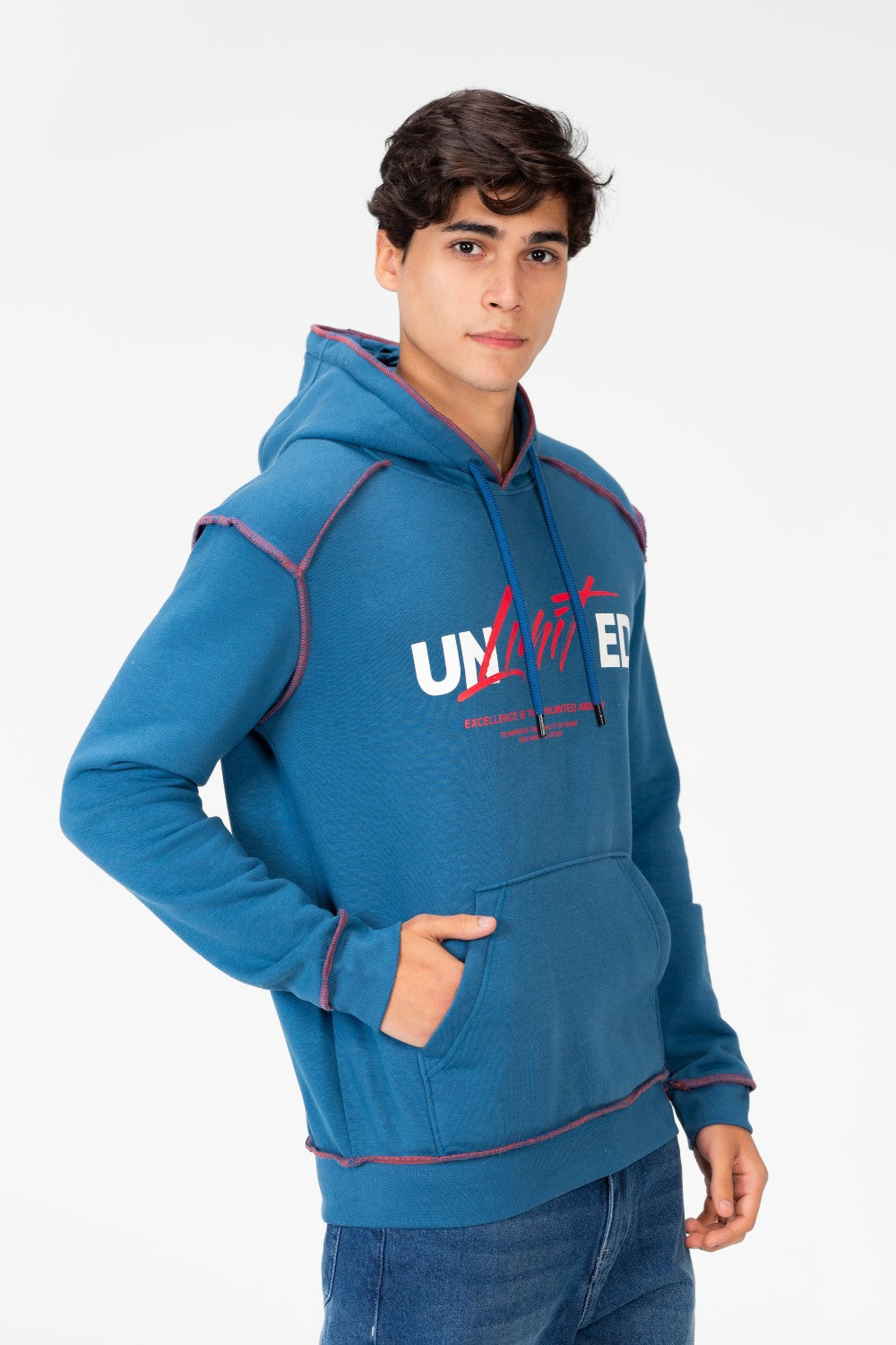 Men's Hoodie Sweatshirt With A Front Pocket And A Unique Cut