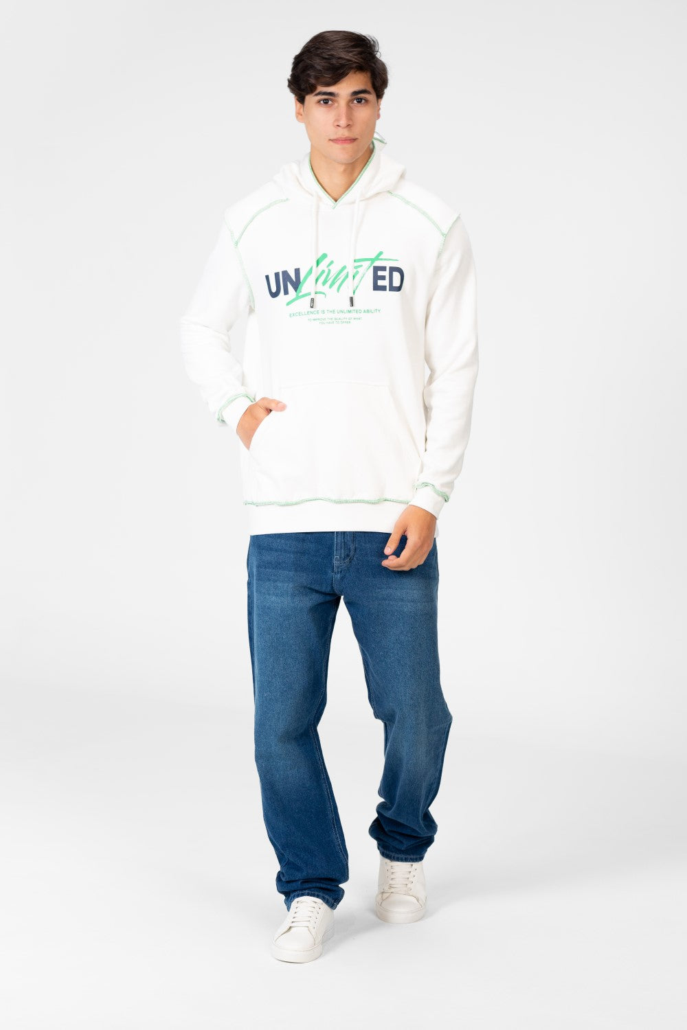 Men's Hoodie Sweatshirt With A Front Pocket And A Unique Cut