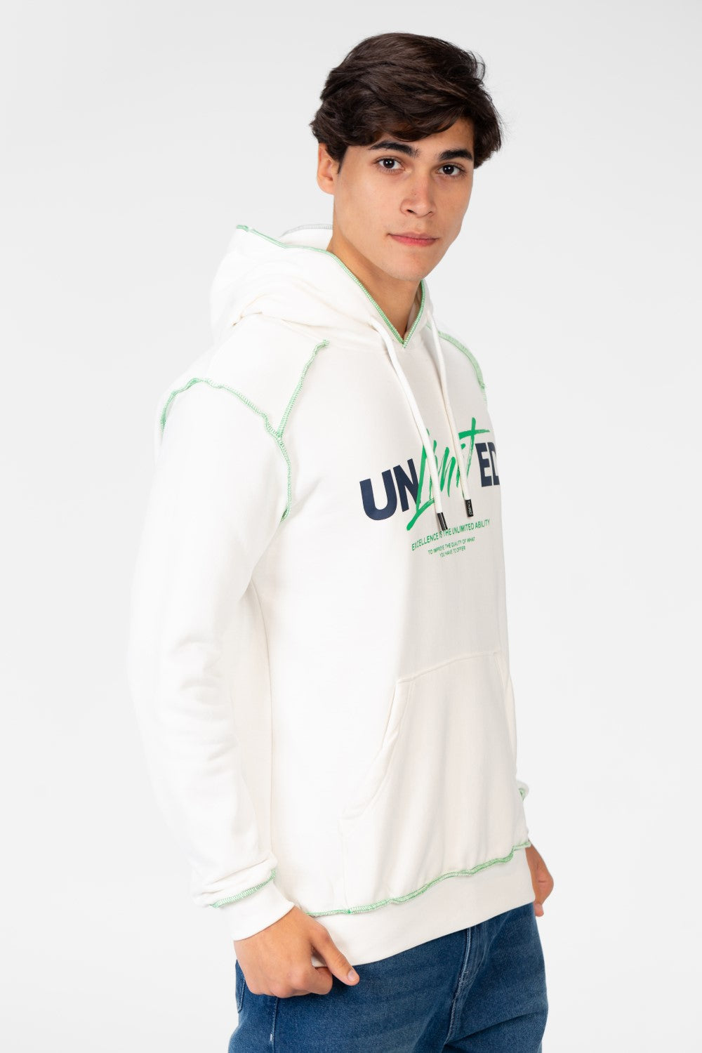 Men's Hoodie Sweatshirt With A Front Pocket And A Unique Cut