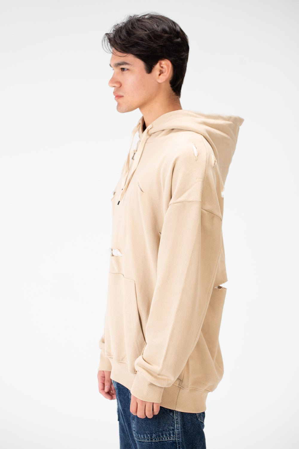 Men's Cutting Oversized Hoodie Sweatshirt In A Modern Design