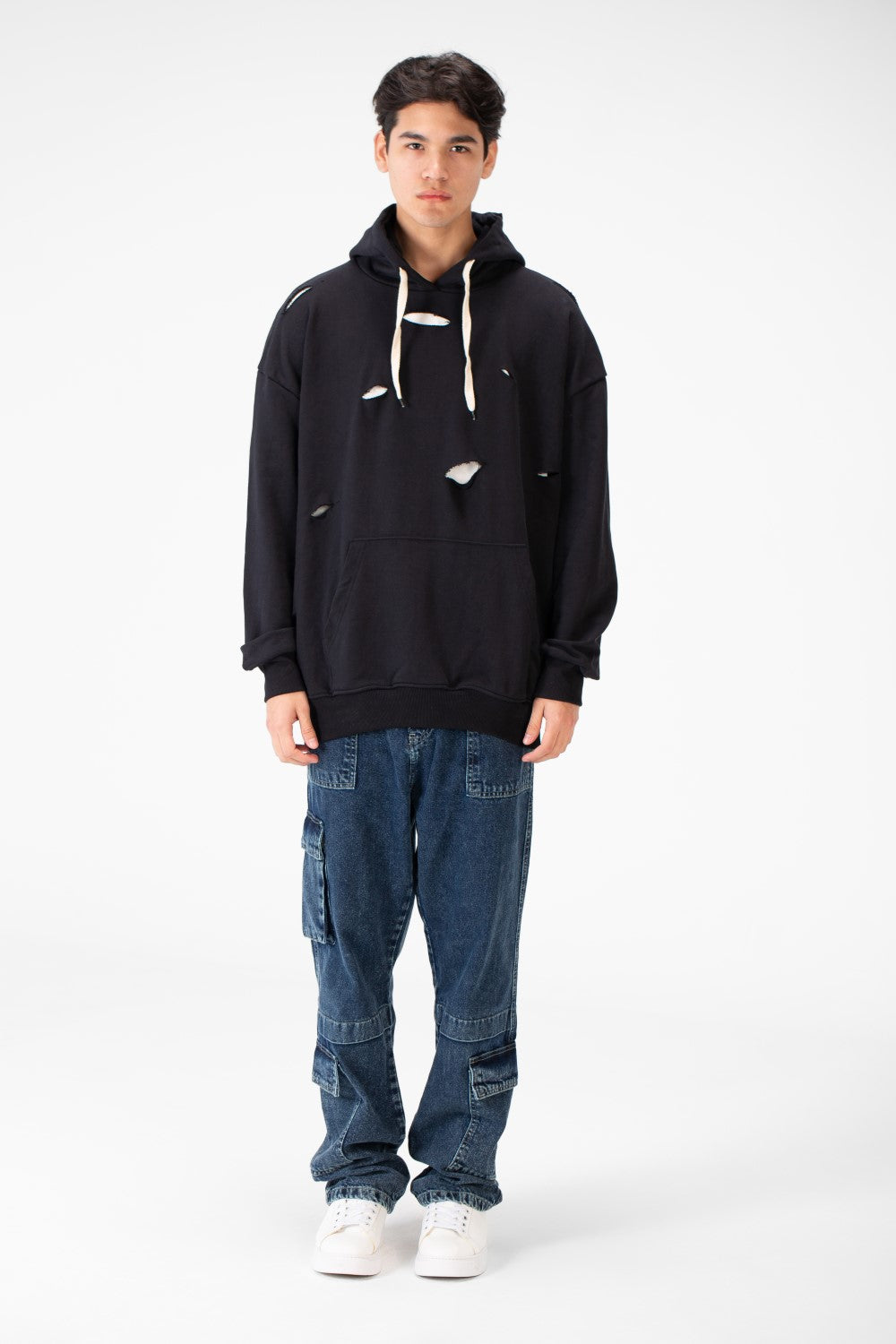 Men's Cutting Oversized Hoodie Sweatshirt In A Modern Design