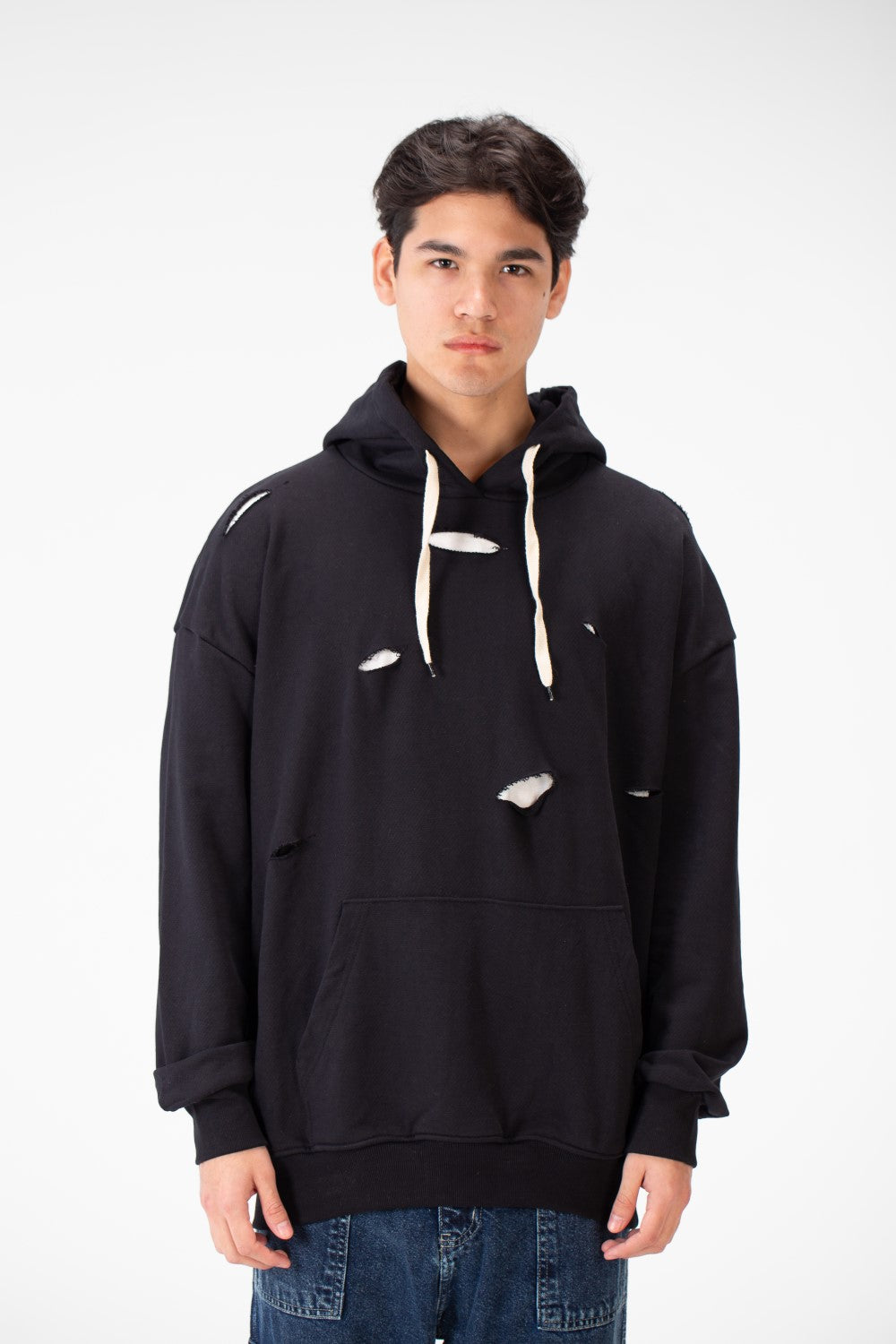 Men's Cutting Oversized Hoodie Sweatshirt In A Modern Design