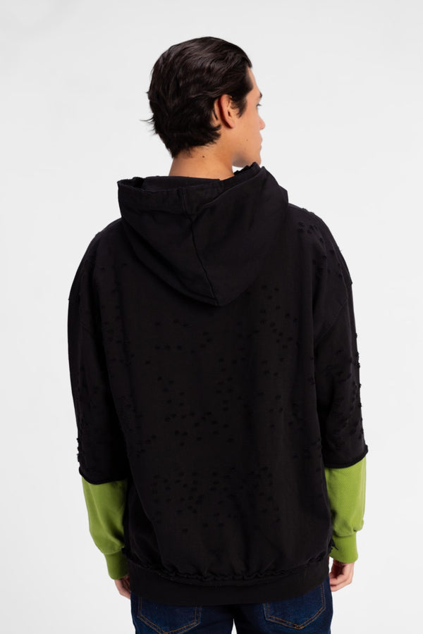 Men's Cutting Oversized Hooded Sweatshirt