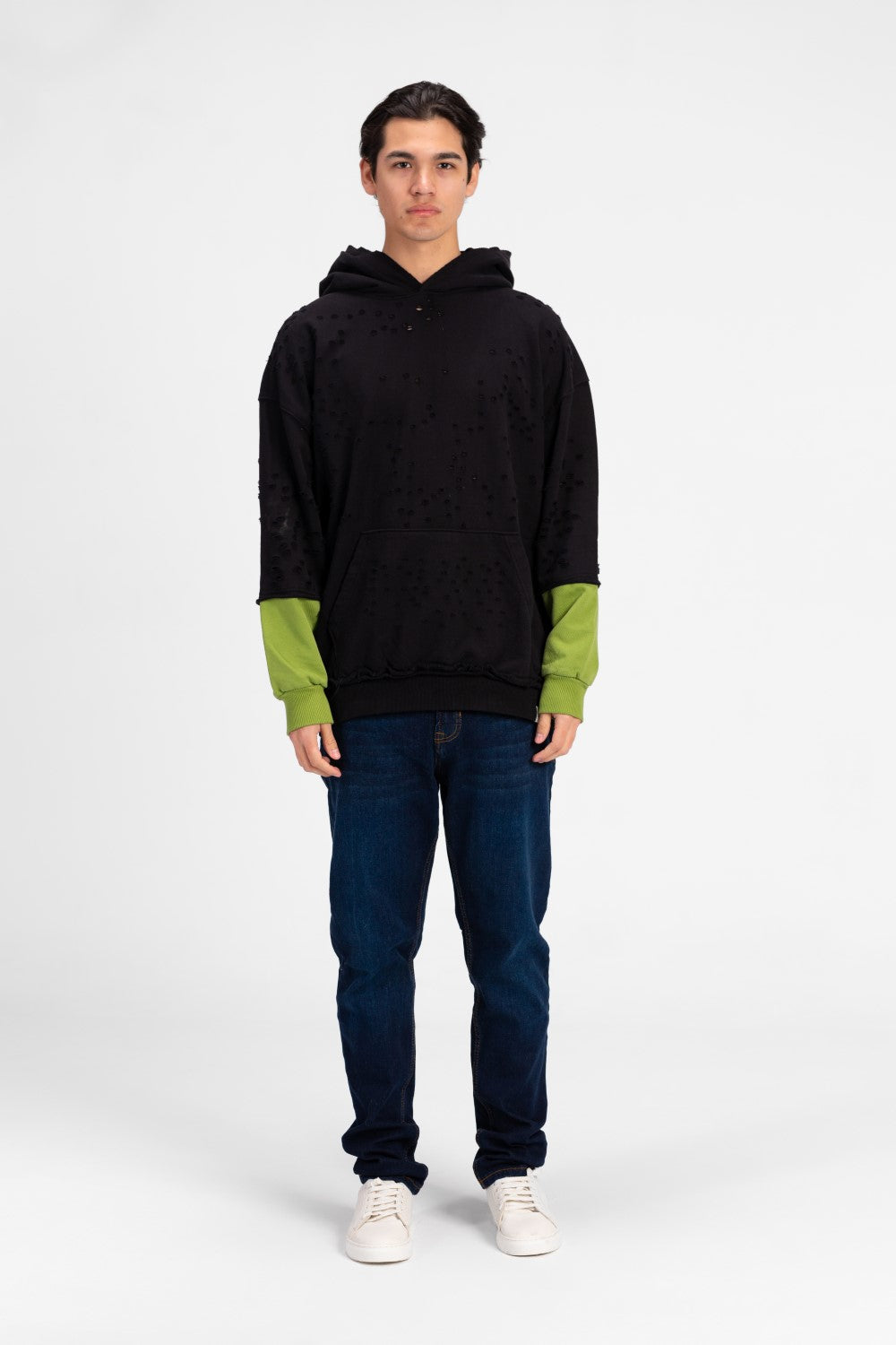 Men's Cutting Oversized Hooded Sweatshirt