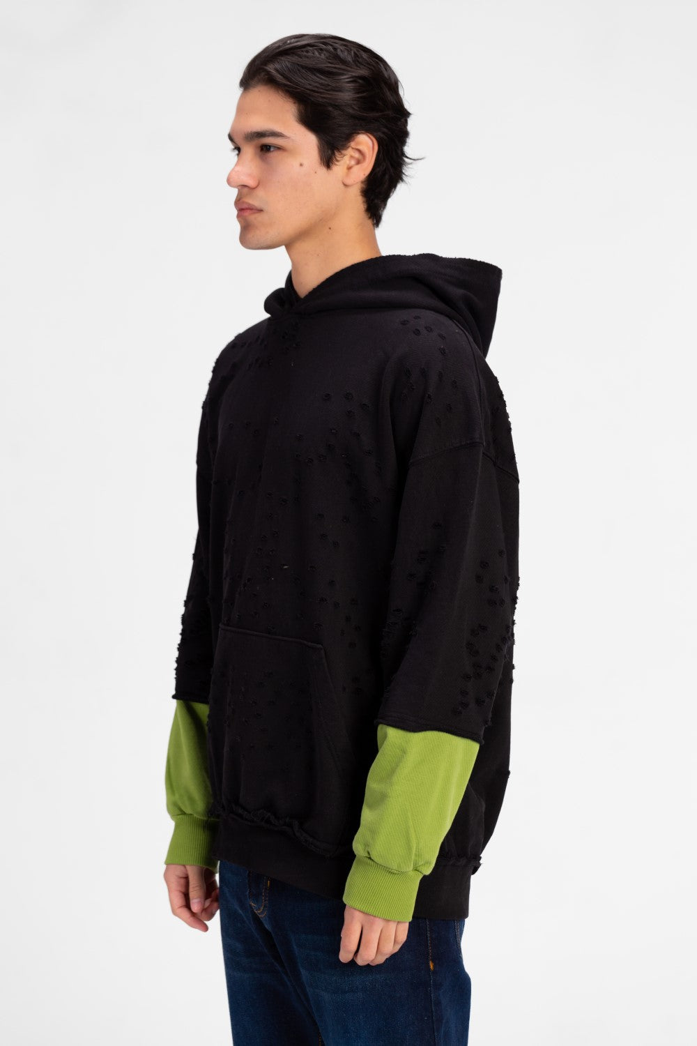 Men's Cutting Oversized Hooded Sweatshirt