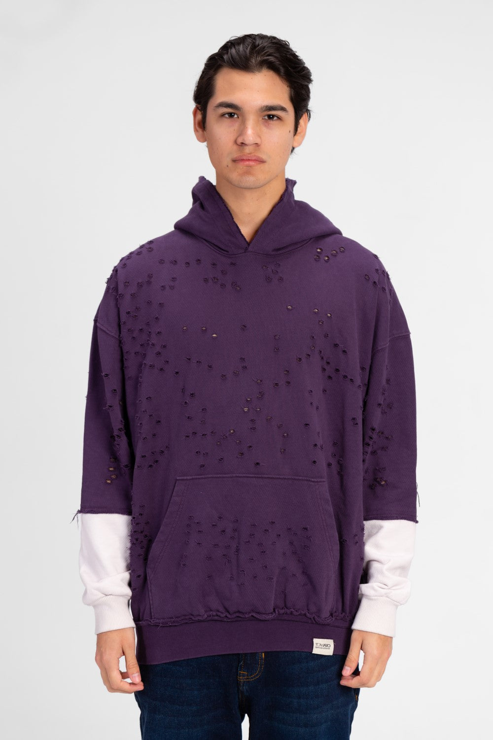 Men's Cutting Oversized Hooded Sweatshirt
