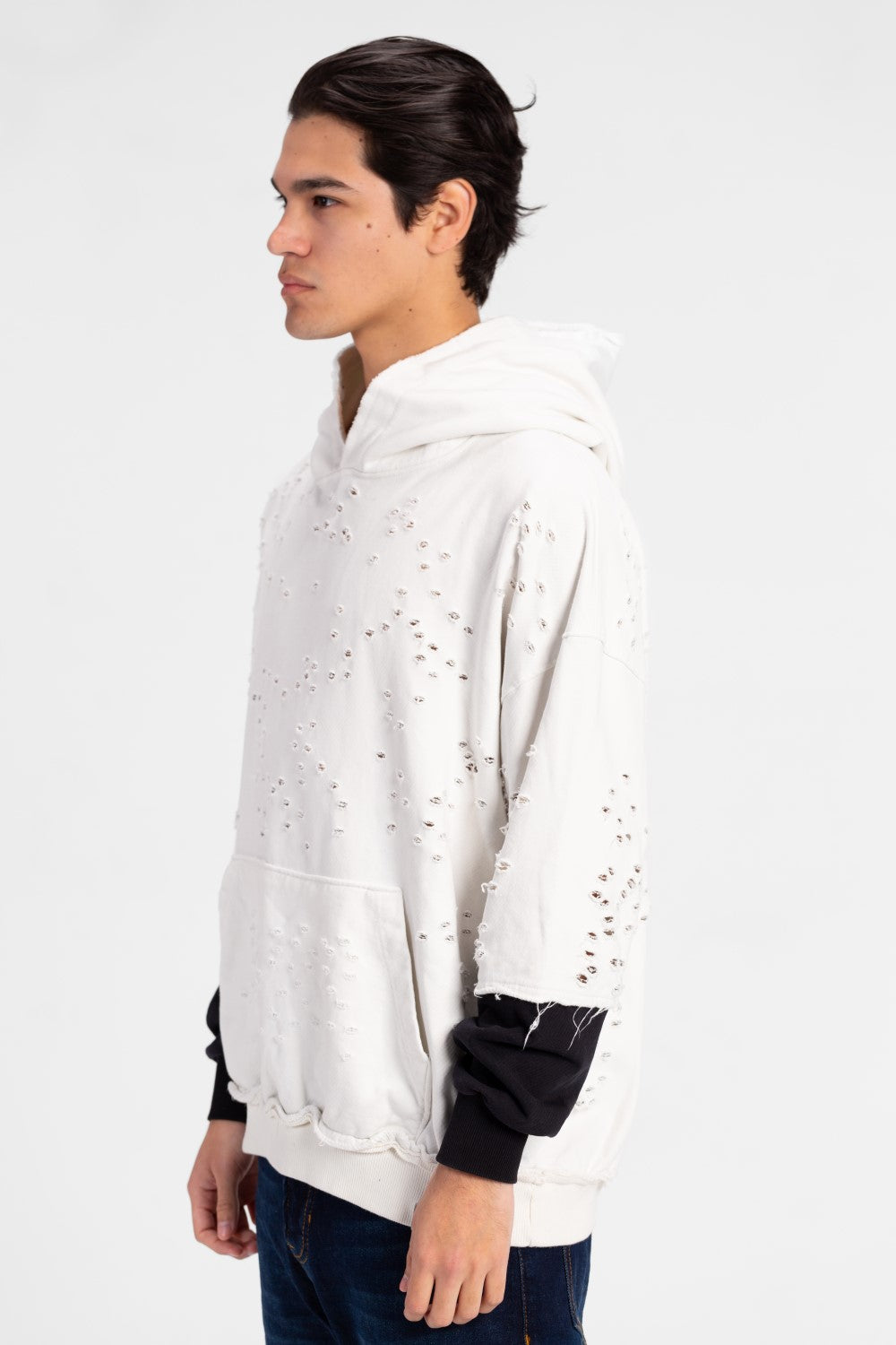 Men's Cutting Oversized Hooded Sweatshirt