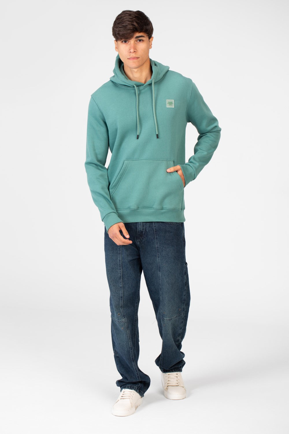 Men's Tomato Basic Plain Hoodie With Front Kangaroo Pocket