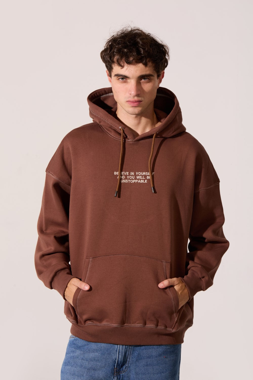 Men's Oversized Hooded Milton Sweatshirt With Front Print