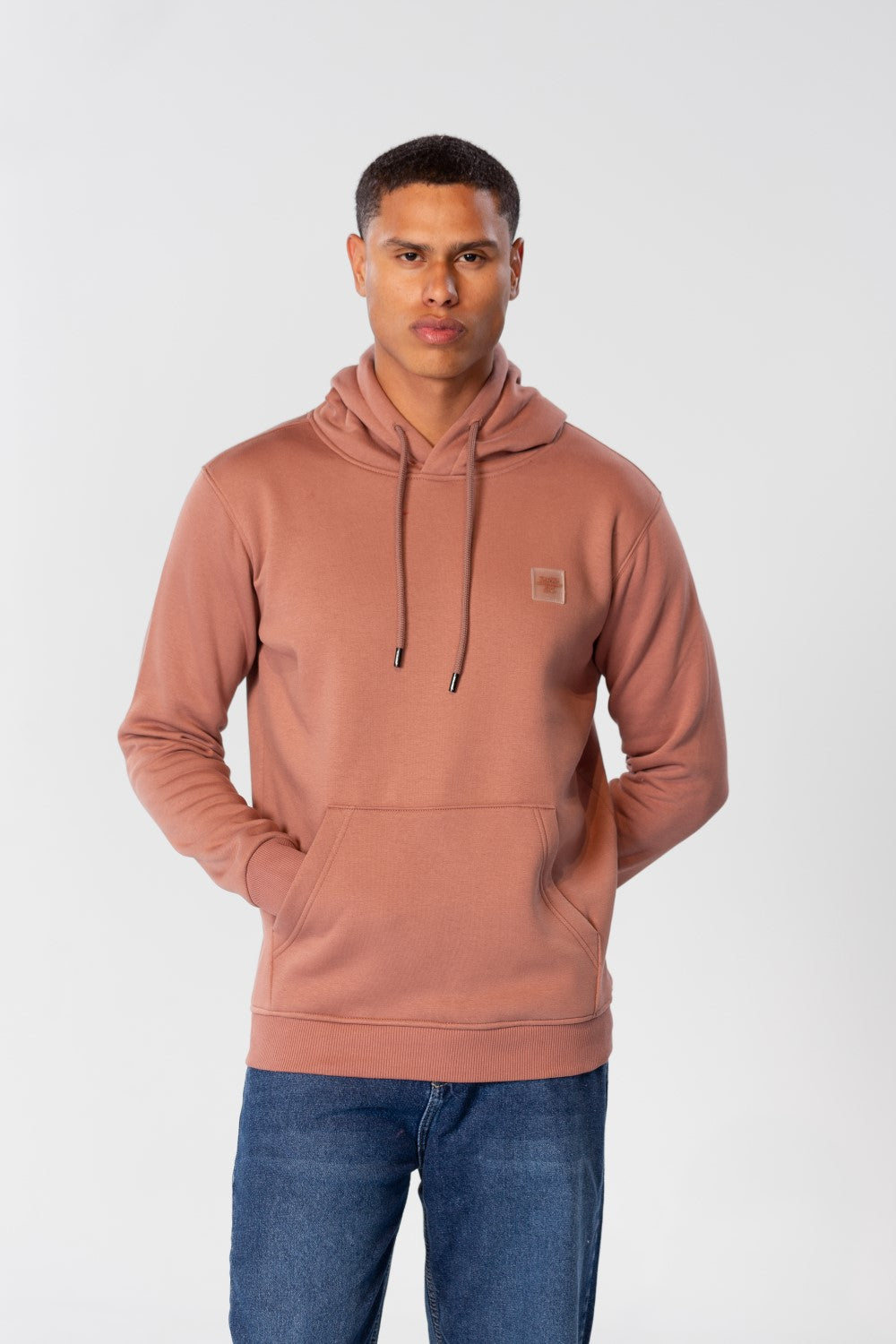 Men's Basic Plain Hoodie Sweatshirt With Pocket And Tomato Badge On The Front