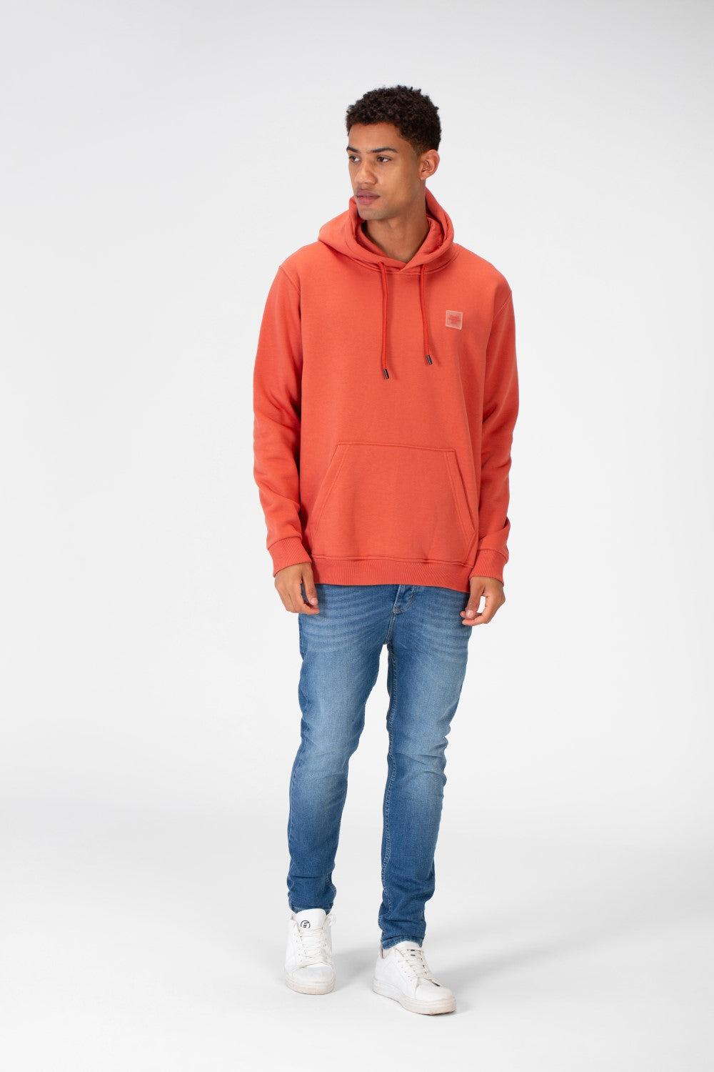 Men's Basic Plain Hoodie Sweatshirt With Pocket And Tomato Badge On The Front
