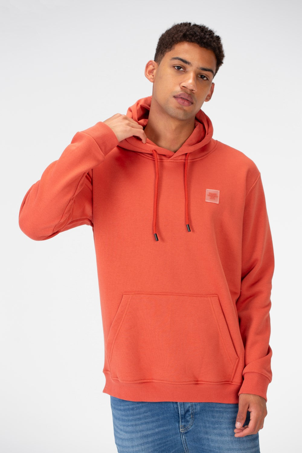 Men's Basic Plain Hoodie Sweatshirt With Pocket And Tomato Badge On The Front