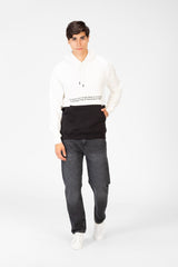 Men's Two-Tone Hoodie Sweatshirt With Text Print On The Front
