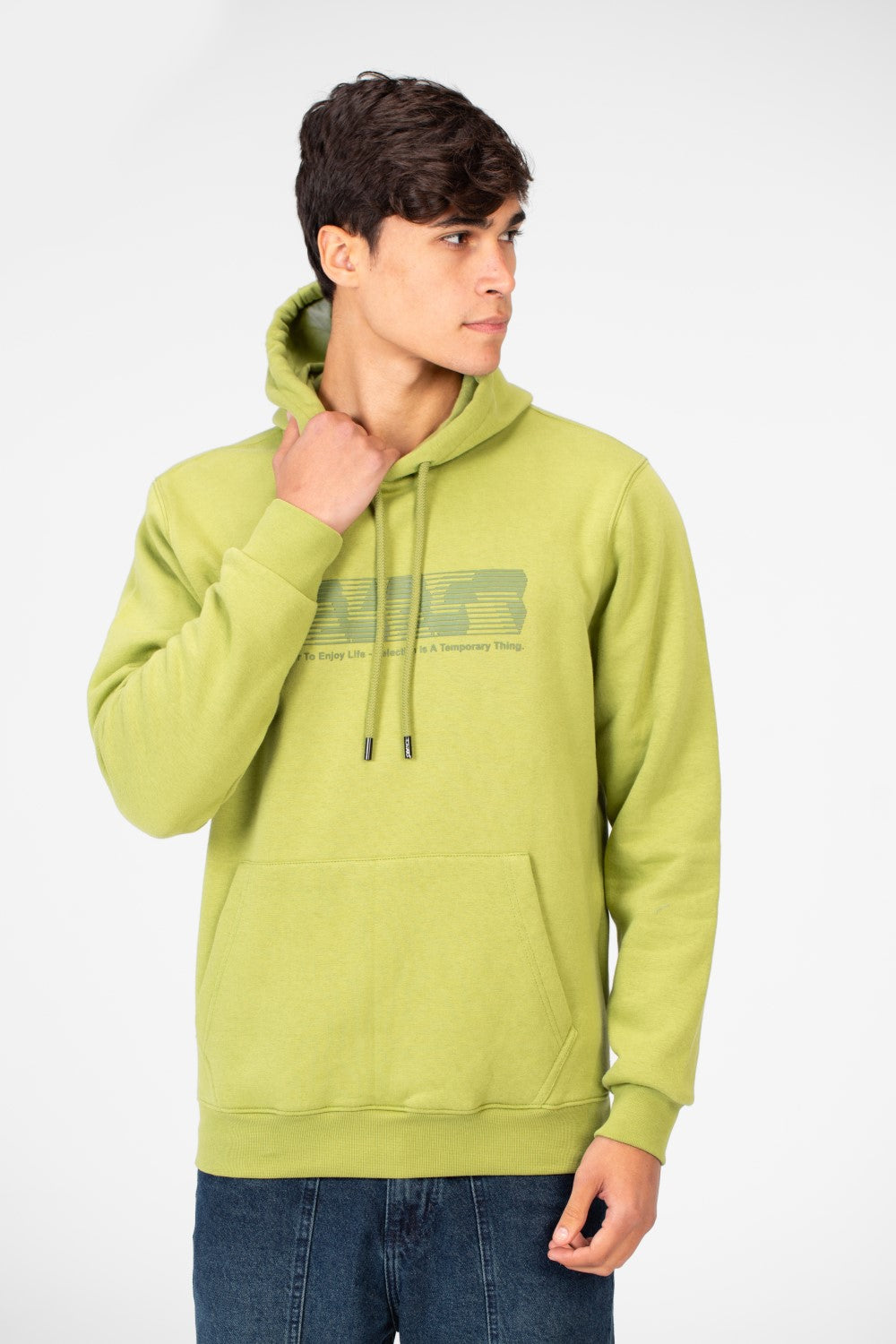 Men's Hoodie With Front Print And Long Sleeves