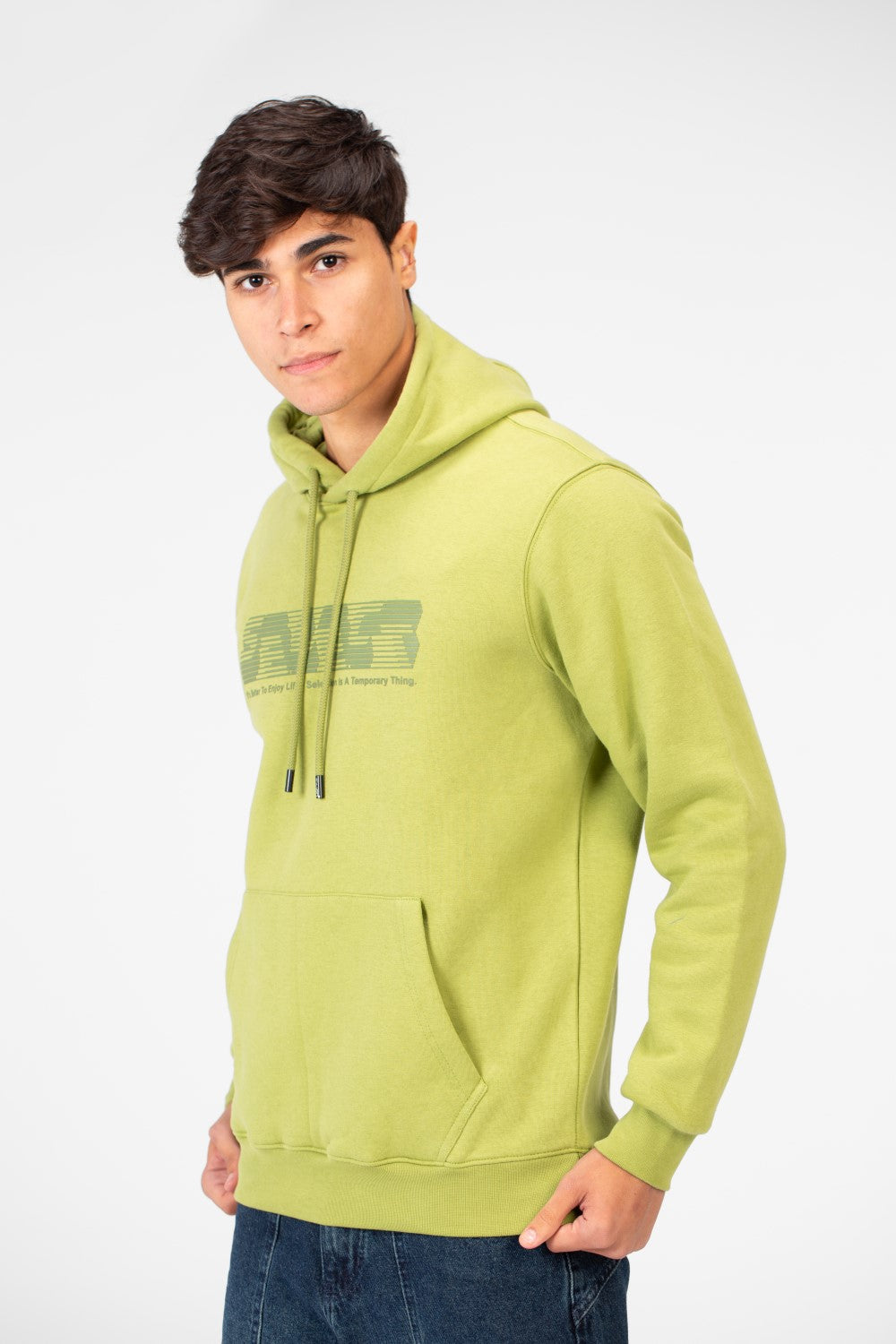 Men's Hoodie With Front Print And Long Sleeves