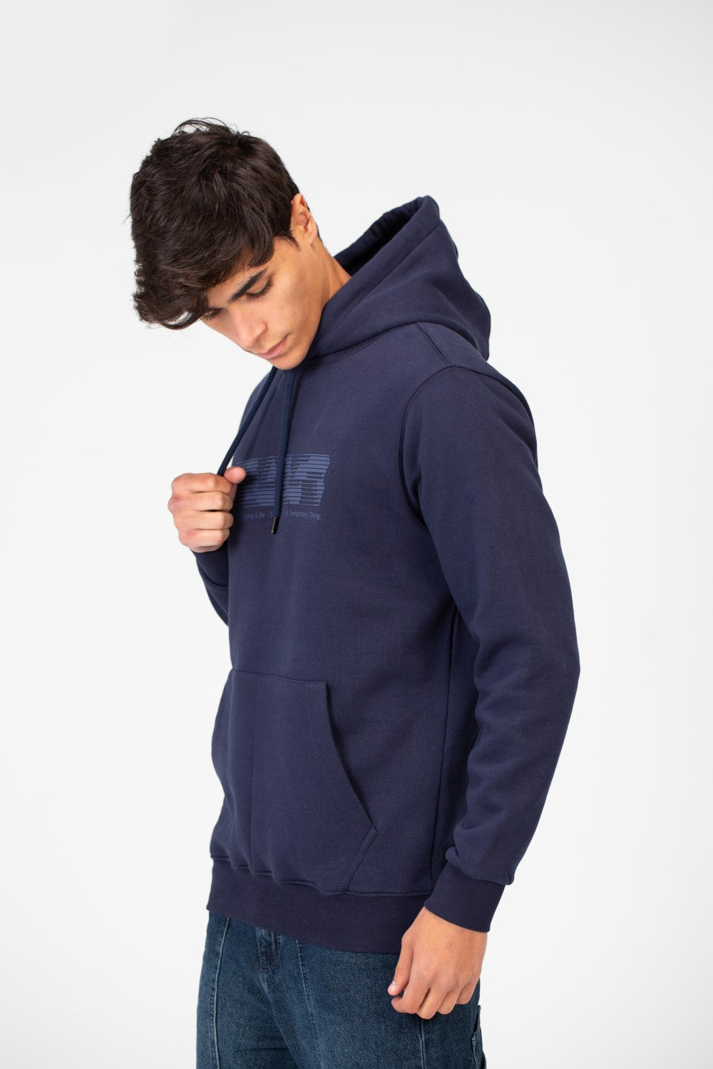 Men's Hoodie With Front Print And Long Sleeves