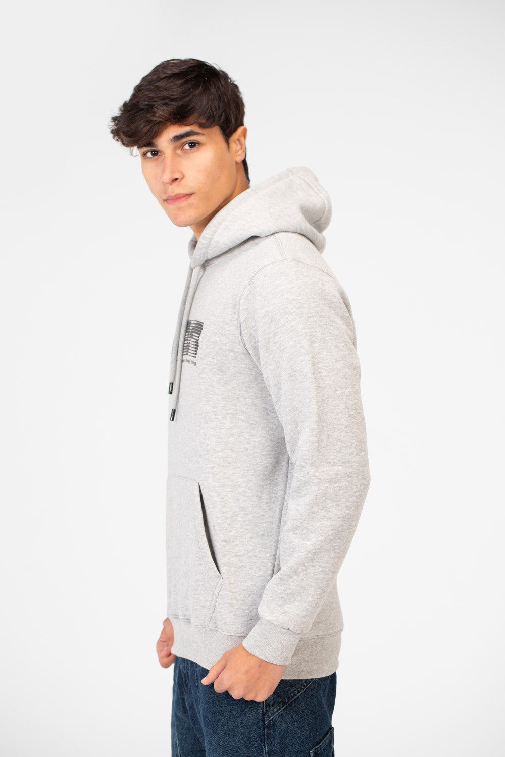 Men's Hoodie With Front Print And Long Sleeves