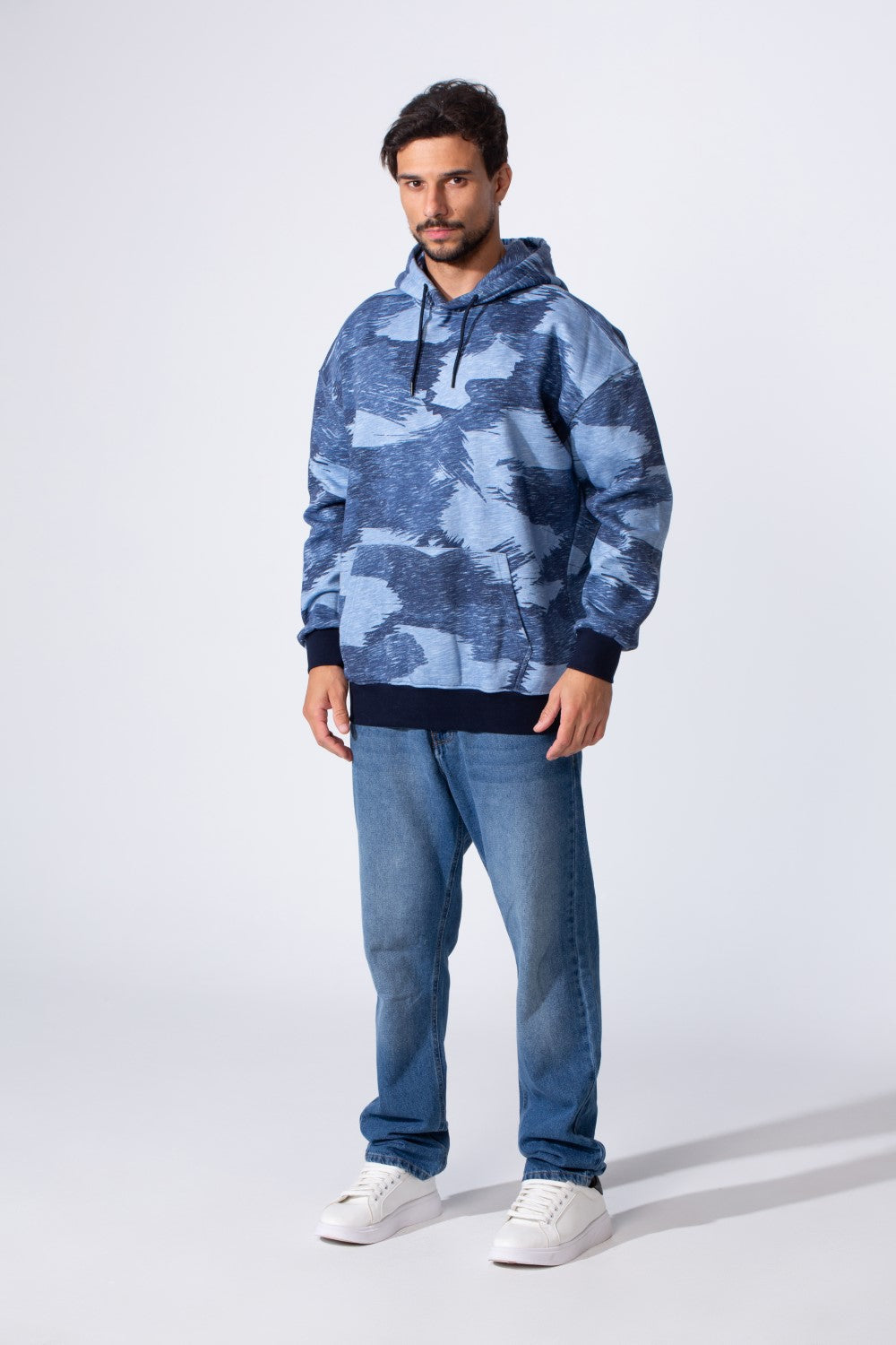 Men's Camo Melton Regular Fit Hooded Long Sleeves Sweatshirt