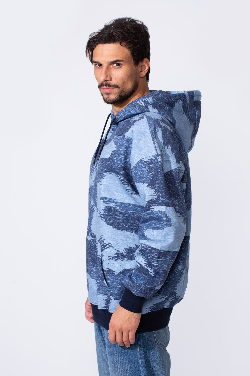 Men's Camo Melton Regular Fit Hooded Long Sleeves Sweatshirt