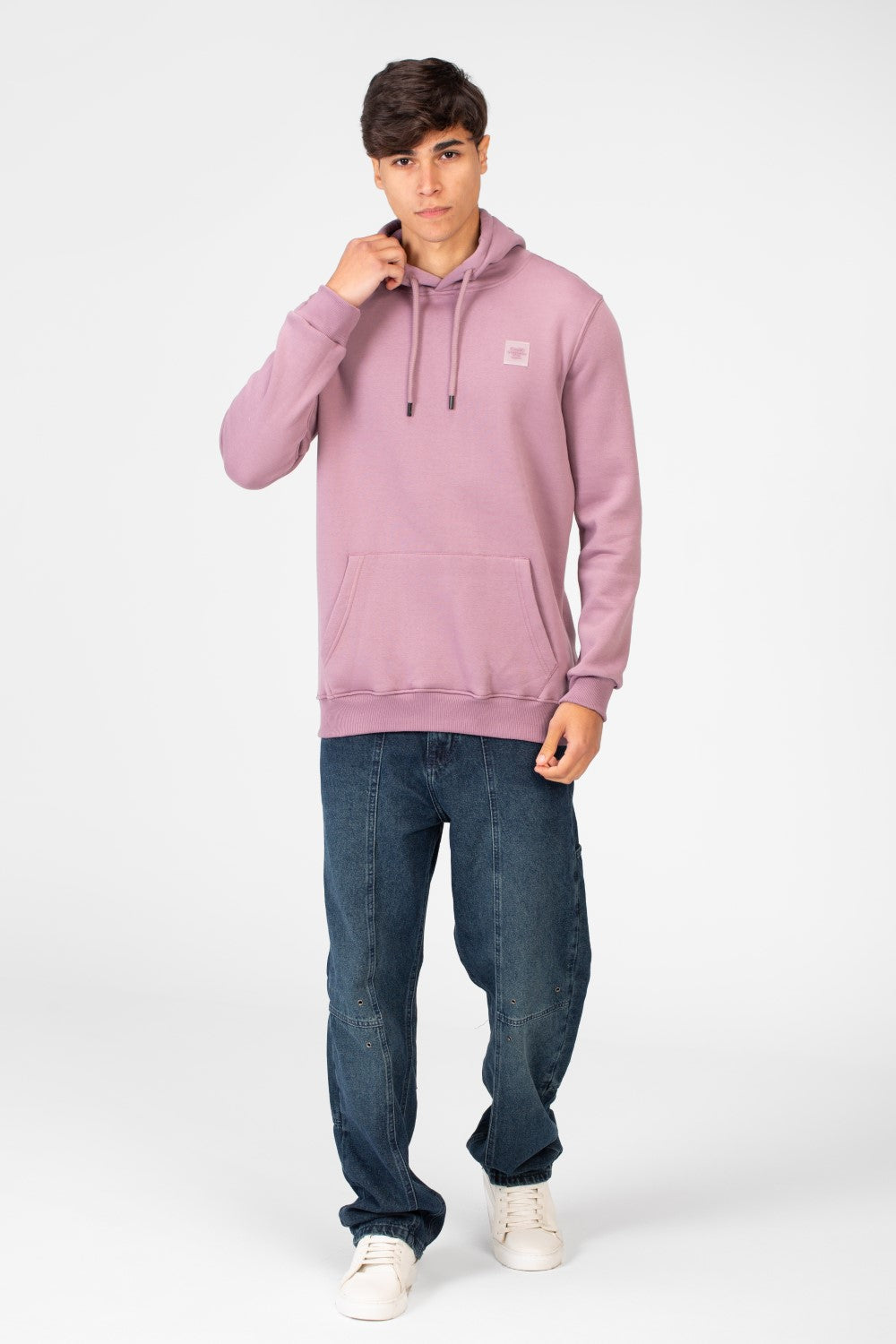 سويت شيرت هودي رجالي Slim Fit أساسي بجيب أمامي