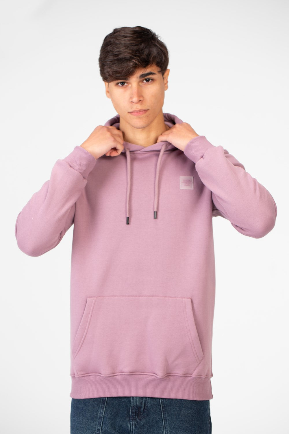 سويت شيرت هودي رجالي Slim Fit أساسي بجيب أمامي