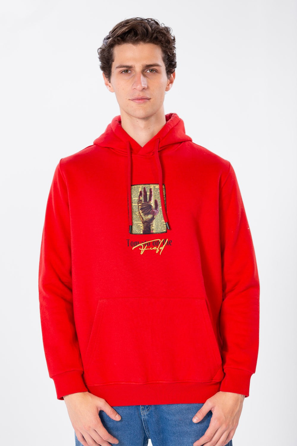 Men's Printed Hoodie Sweatshirt In Comfortable Cut