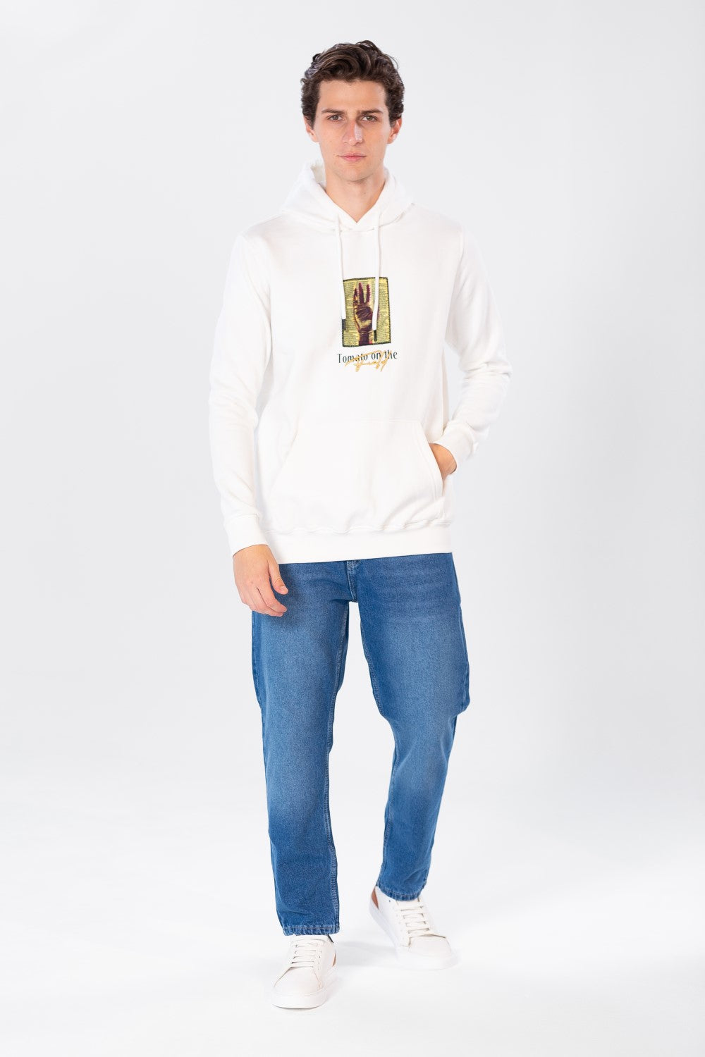 Men's Printed Hoodie Sweatshirt In Comfortable Cut