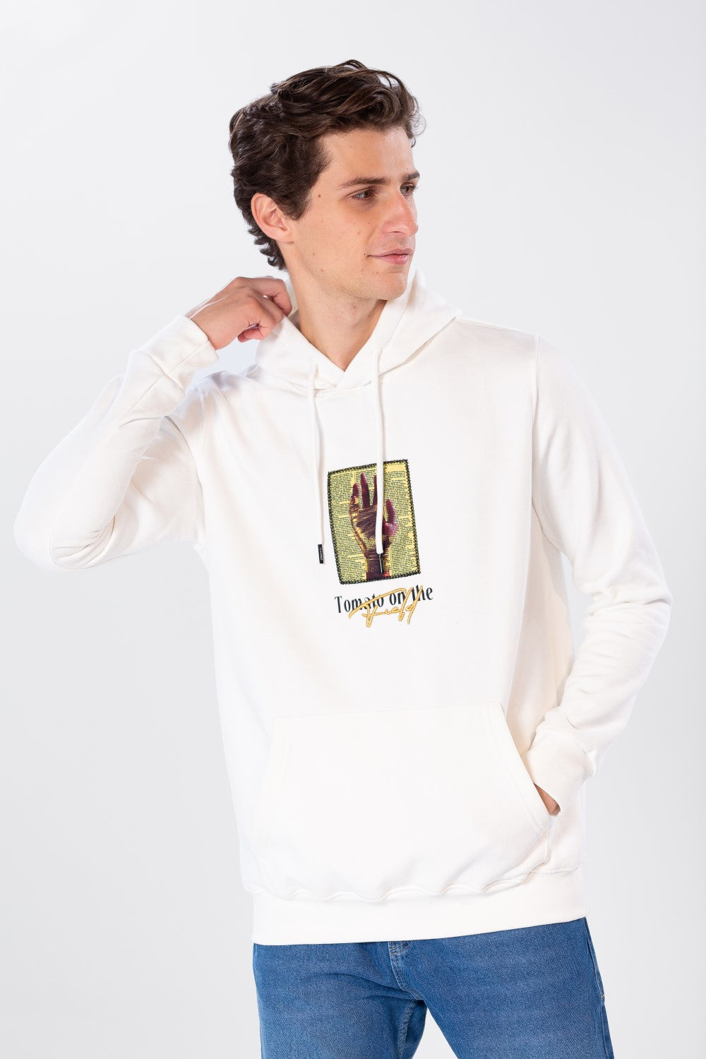 Men's Printed Hoodie Sweatshirt In Comfortable Cut